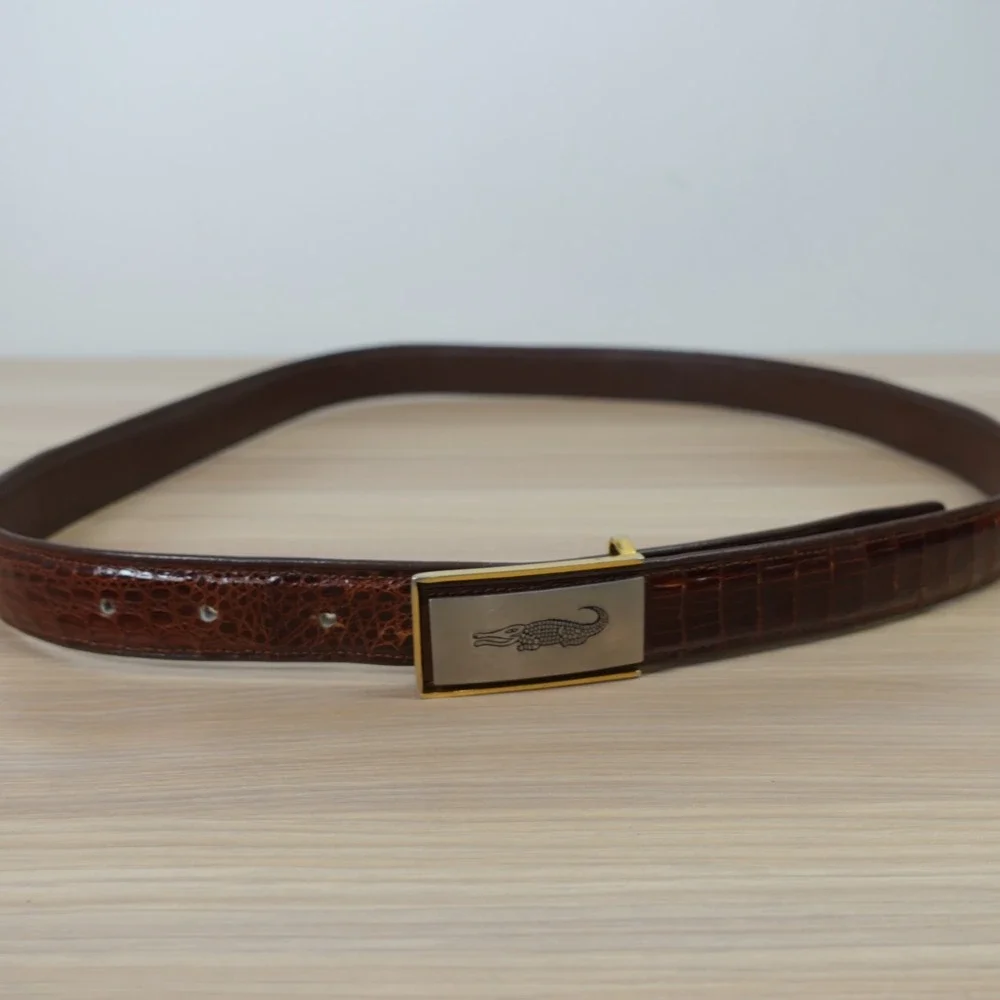 Genuine Crocodile Leather Belt 40 LARGE Brown Hornback Alligator PREMIER IMAGE